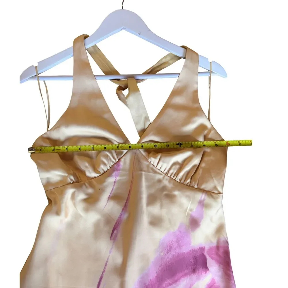 Abercrombie A&F Julia Slip Halter Maxi Dress Yellow Pink Floral NWOT Sz M Petite